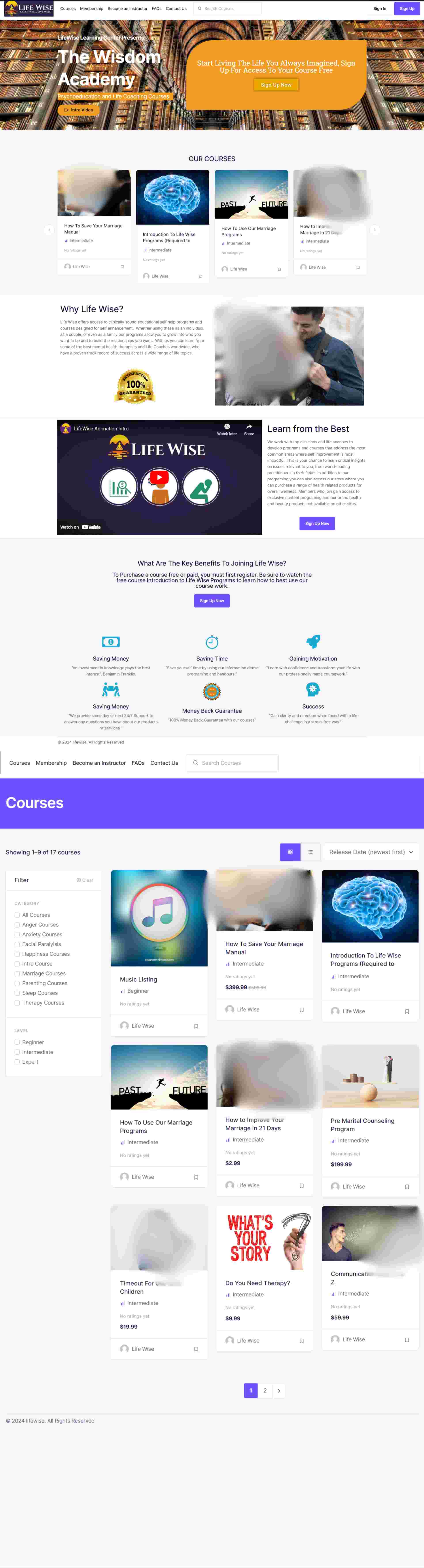 Life wise coaching course website portfolio 