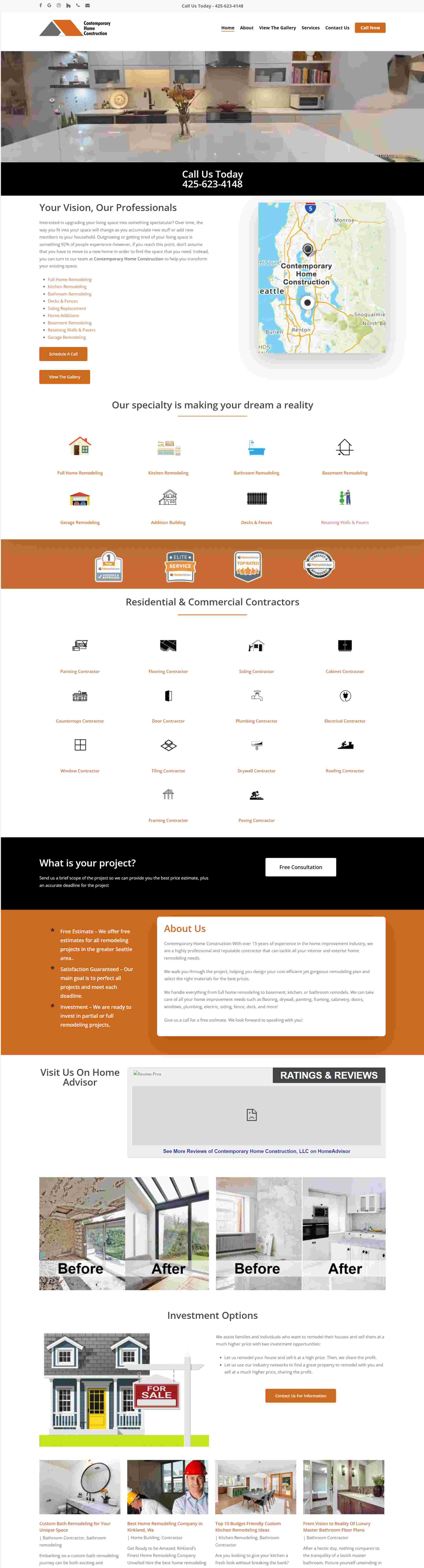 Contemporary home construstion website devloped by elyspace 