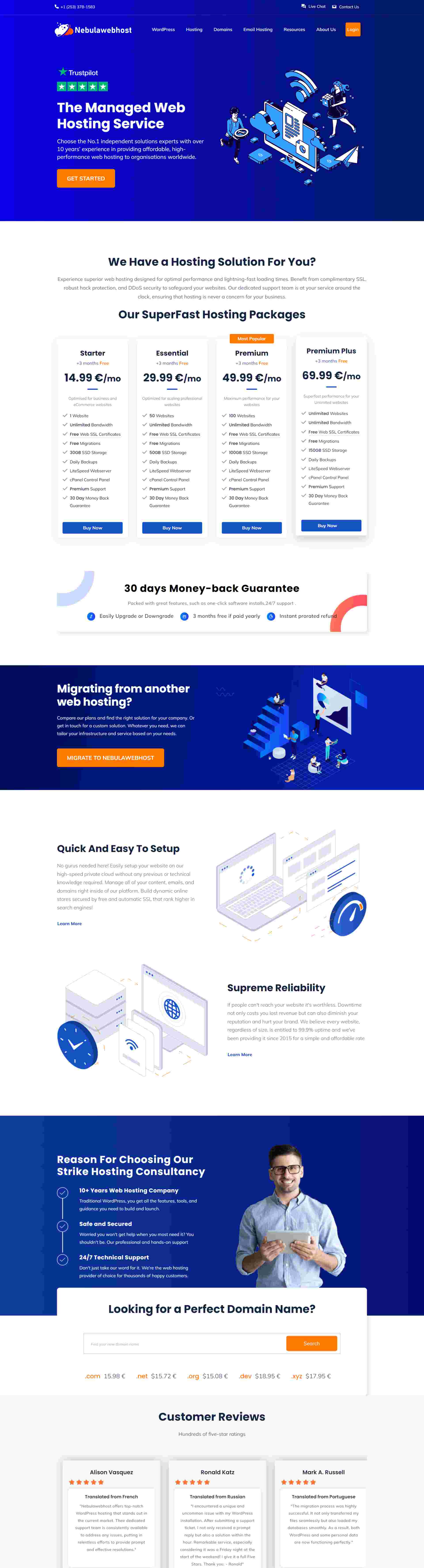 Nebula web hosting website portfolio, developed by ElySpace