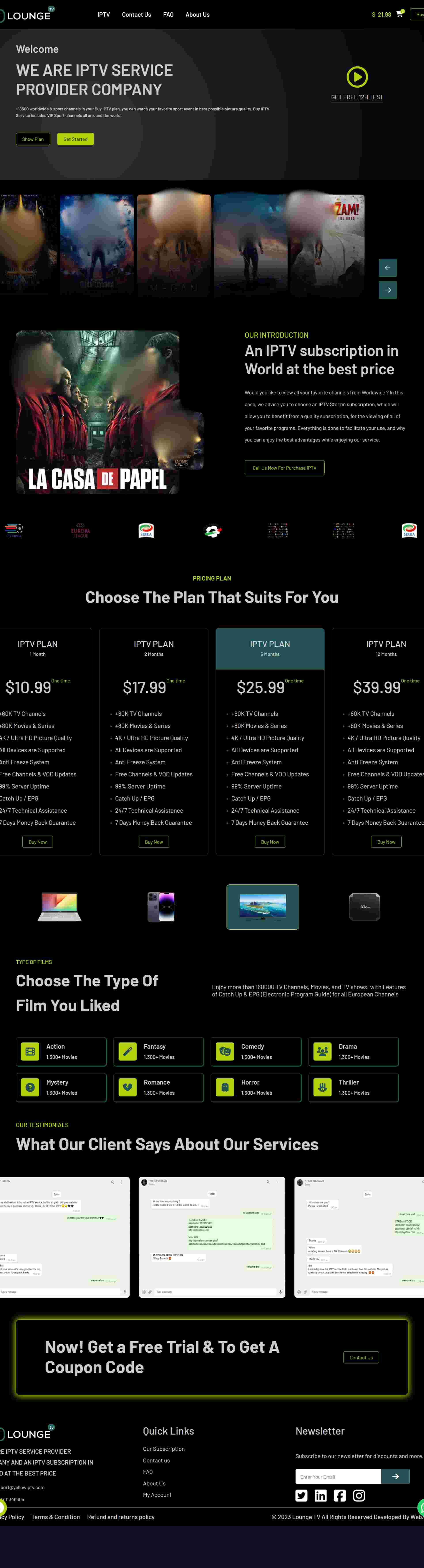 Lounge Tv iptv website Developed by ElySpace 