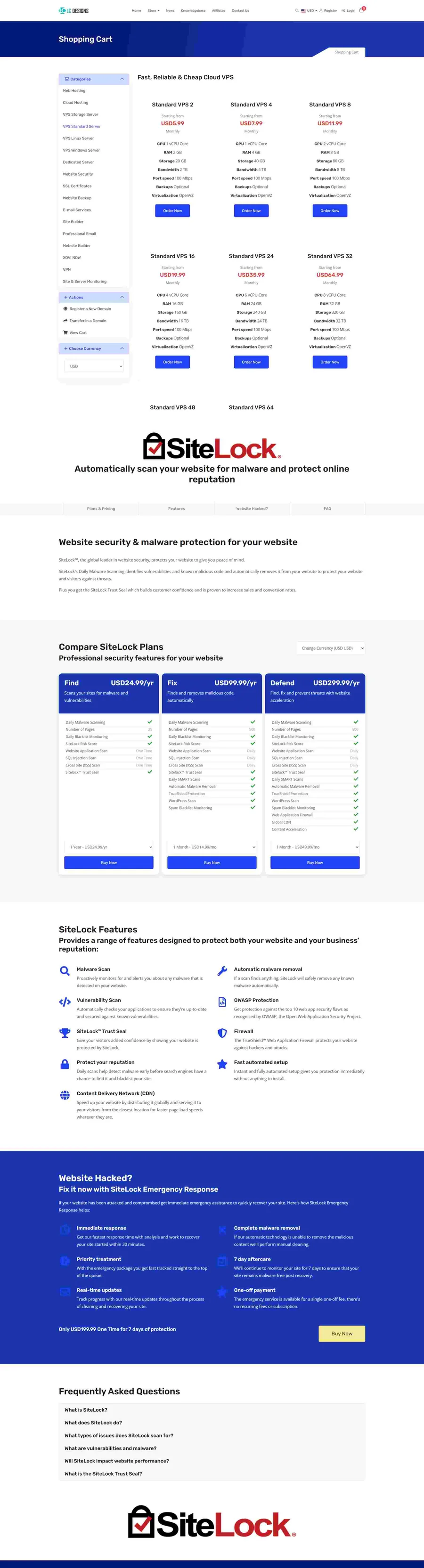 LC Designs custom WHMCS website by ElySpace, with hosting management tools, a client dashboard and secure billing